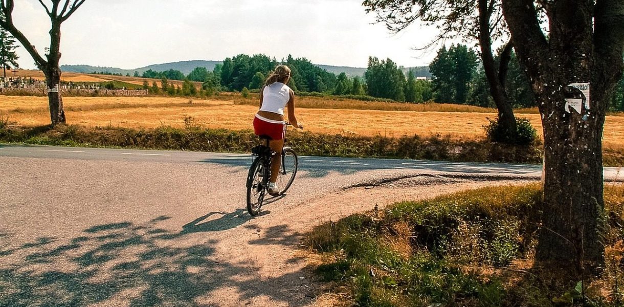 way, bike, girl, woman, aurore tognacci aurora rentrée sortie de schémas répétitifs blocages swietokrzyskie mountains, shadow, by bike, sign, tourism, field, sport, bicycles, sky, grass, walking, trees, walkway, signpost, nature, landscape, summer, view, poland, tree, road, hiking trail